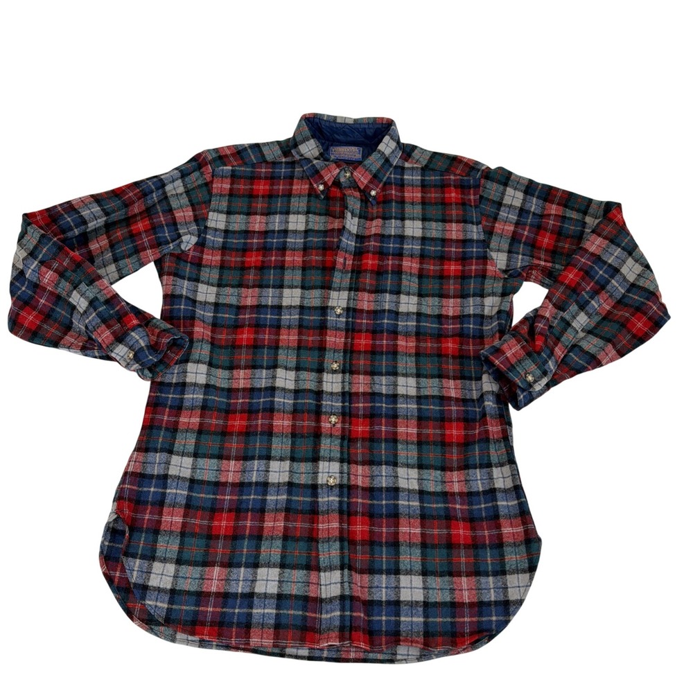 Vintage Pendleton‎ Outdoorsman Virgin Wool Shirt Men Medium Red Plaid Lumberjack